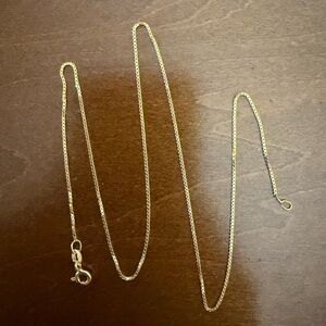 UNOAERRE 14kt solid yellow gold italian 1 AR 585 box chain necklace 16" choker